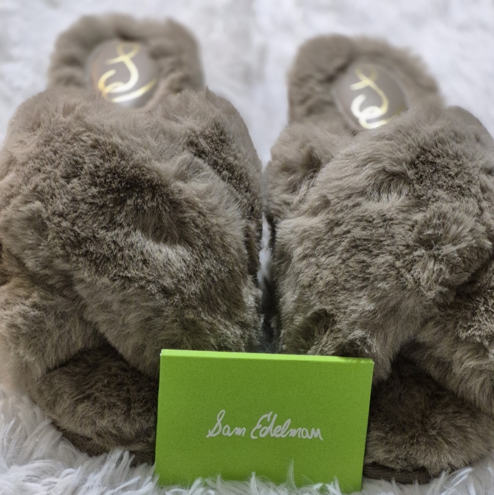 Sam Edelman Plush Tan Slippers